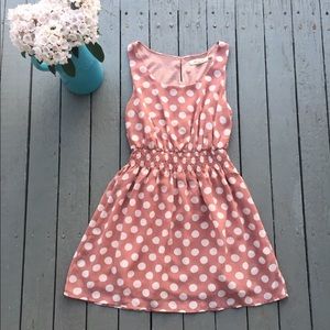 F21 Polka Dot Blush Pink Cream Dress